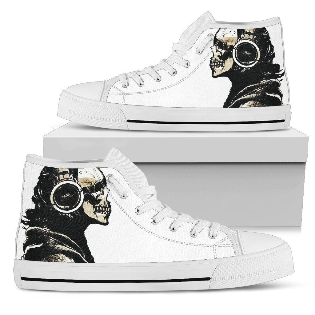 Skull Shoes-Shoes-6teenth Outlet-Womens High Top - White - Skull Shoes-US5.5 (EU36)-Vibe Cosy™