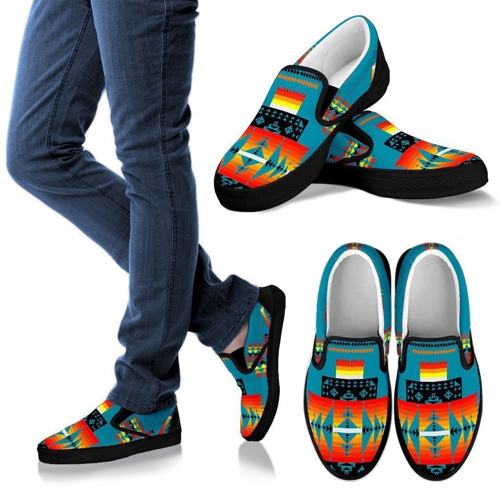 Seven Tribes Turquoise Men's Slip Ons-6teenth World™-Kid's Sneakers-US8 (EU40)-Vibe Cosy™