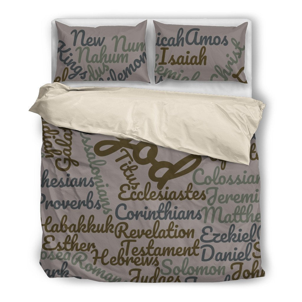 Grey Holy Bible Books Beige Bedding Set-6teenth World™-Bedding Set-Twin-Vibe Cosy™