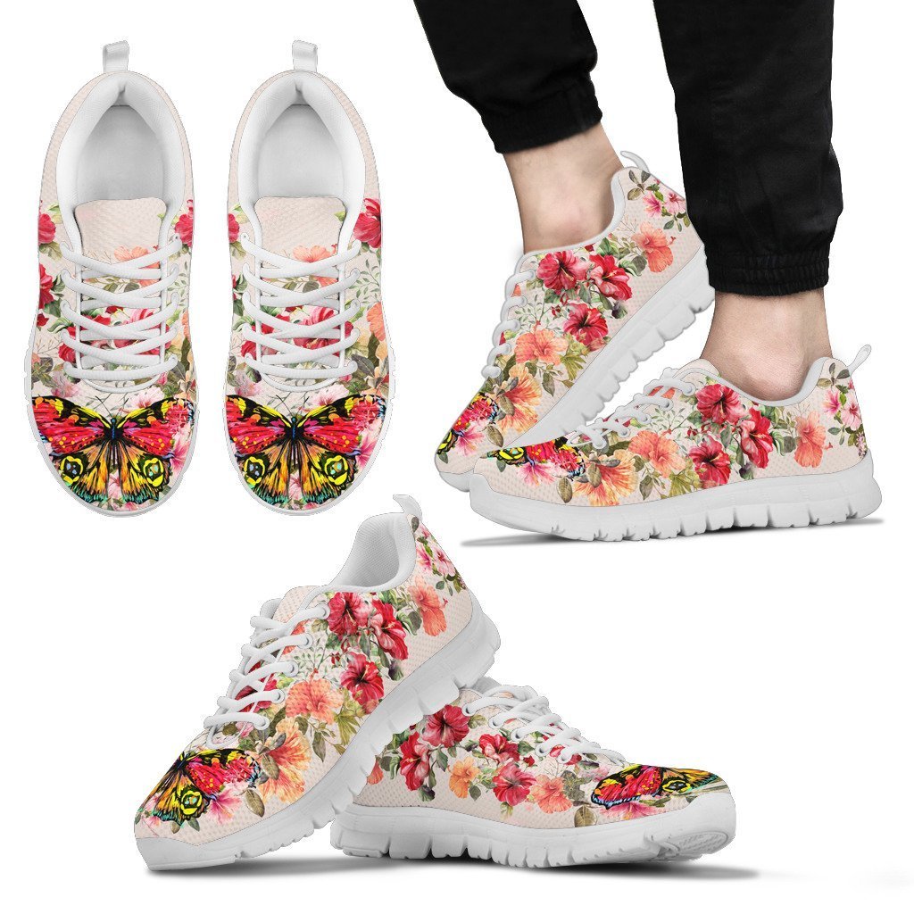 Hibiscus Butterfly Sneakers - AH-SNEAKERS-Alohawaii-Men's Sneakers-US5 (EU38)-White-Vibe Cosy™