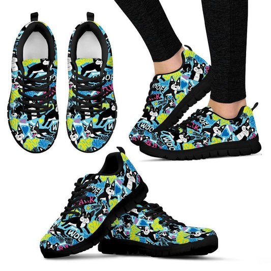 Boston Terrier Women's Sneakers-6teenth World™-Women's Sneakers-US5 (EU35)-Vibe Cosy™