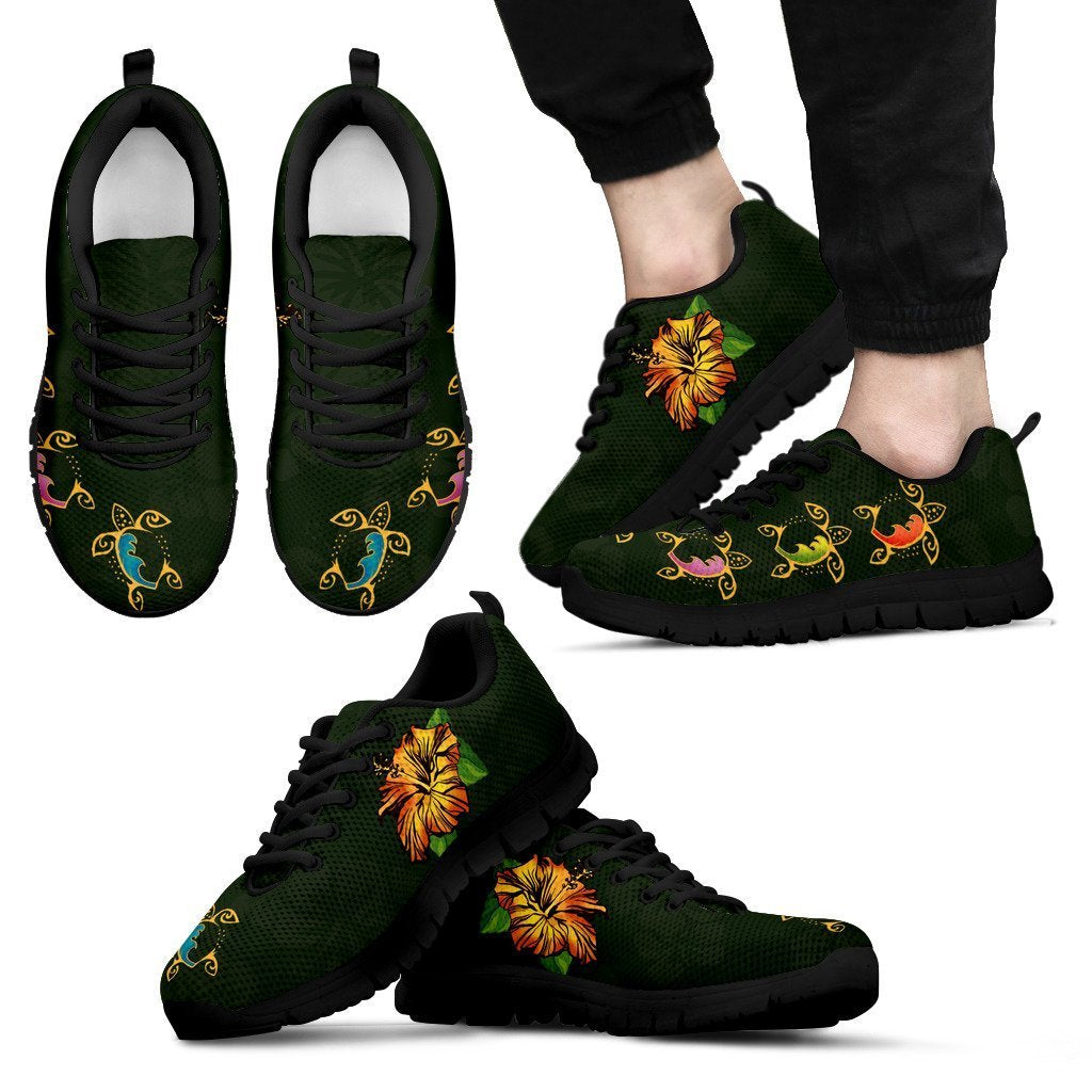 Hibiscus And Turtle Sneakers - AH-SNEAKERS-Alohawaii-Men's Sneakers-US5 (EU38)-Black-Vibe Cosy™