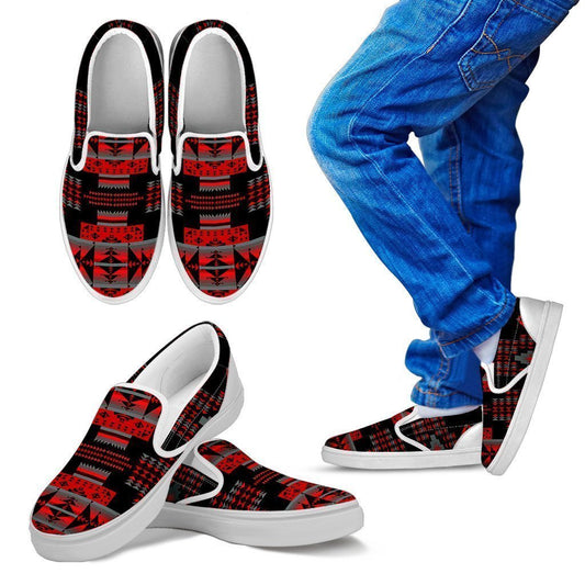 Seven Tribes Red Fire Sopo Kid's Slip Ons-6teenth World™-Kid's Slip Ons-11 CHILD (EU28)-Vibe Cosy™