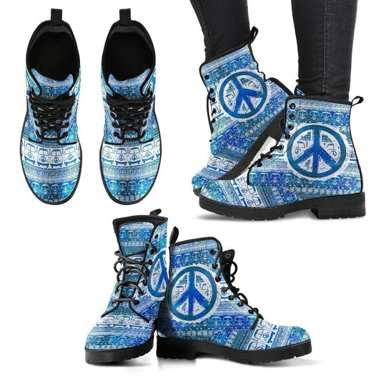Bus and Hippie Peace Women's Leather Boots-Shoes-HD09-Women's Leather Boots-US5 (EU35)-Vibe Cosy™