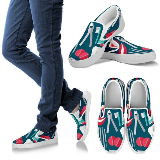 Dental Hygienist Style 2 Men's Slip Ons (White)-6teenth World™-Kid's Sneakers-US8 (EU40)-Vibe Cosy™