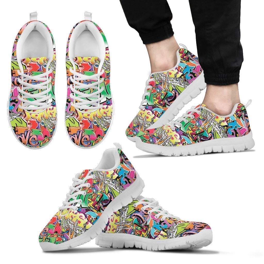 Grafitti 1 White Mens Sneakers-6teenth World™-Men's Sneakers-US5 (EU38)-Vibe Cosy™