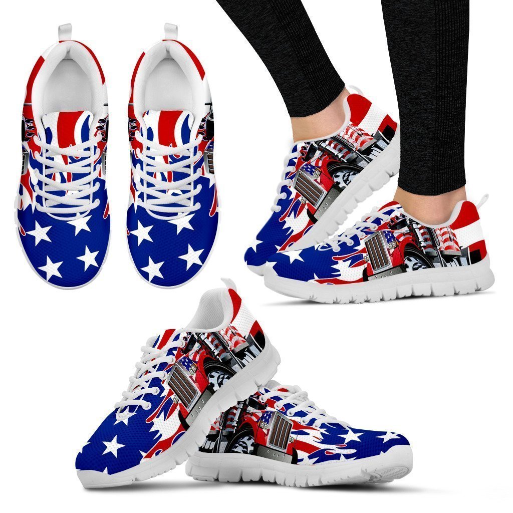 Custom Hand Made American Trucker Women's Sneakers.-6teenth World™-Women's Sneakers-US5 (EU35)-Vibe Cosy™