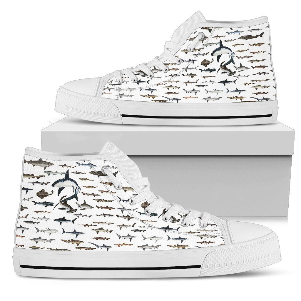 Shark Shoes PP-HbArts-Mens High Top - White - Shark Shoes-US5 (EU38)-Vibe Cosy™