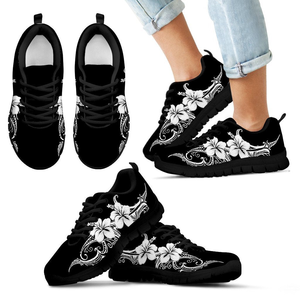 Hibiscus Polynesian Sneakers - AH-SNEAKERS-Alohawaii-Kid's Sneakers-11 CHILD (EU28)-Black-Vibe Cosy™