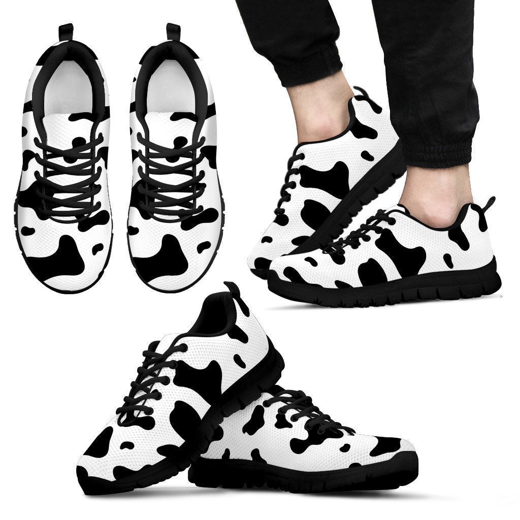 Cows Pattern Shoes-HbArts-Men's Sneakers - Black - Shoes Cows-US5 (EU38)-Vibe Cosy™