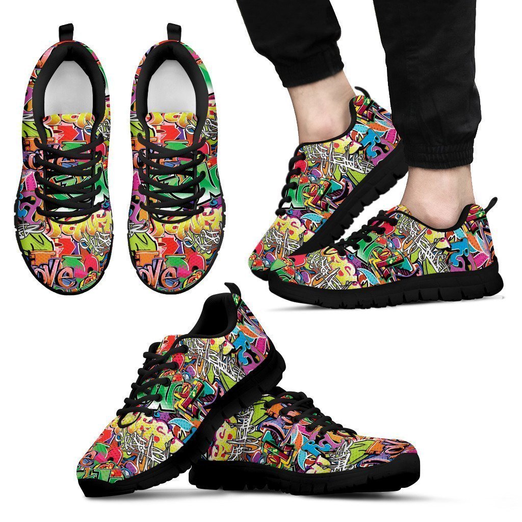 GRafitti 1 Black Mens Sneakers-6teenth World™-Men's Sneakers-US5 (EU38)-Vibe Cosy™