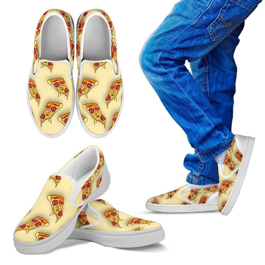 Kids Pizza Kid's Slip Ons-6teenth World™-Kid's Slip Ons-11 CHILD (EU28)-Vibe Cosy™