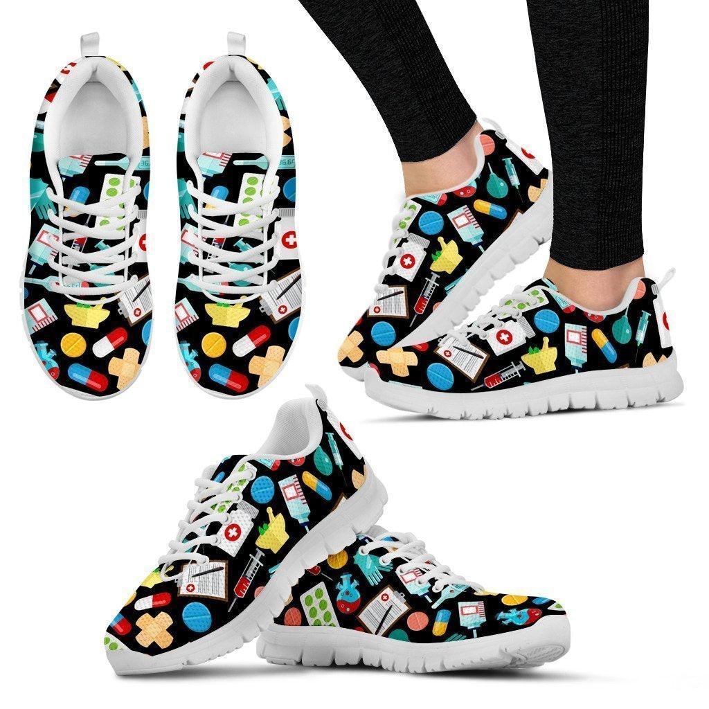 Pharmacy Technician Women's Sneakers Style 1 (White)-6teenth World™-Women's Sneakers-US5 (EU35)-Vibe Cosy™