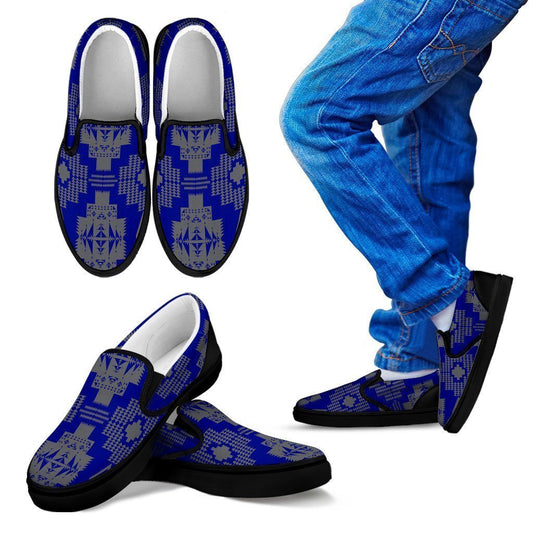 Seven Tribes Blue with Gray Sopo Kid's Slip Ons-6teenth World™-Kid's Slip Ons-11 CHILD (EU28)-Vibe Cosy™
