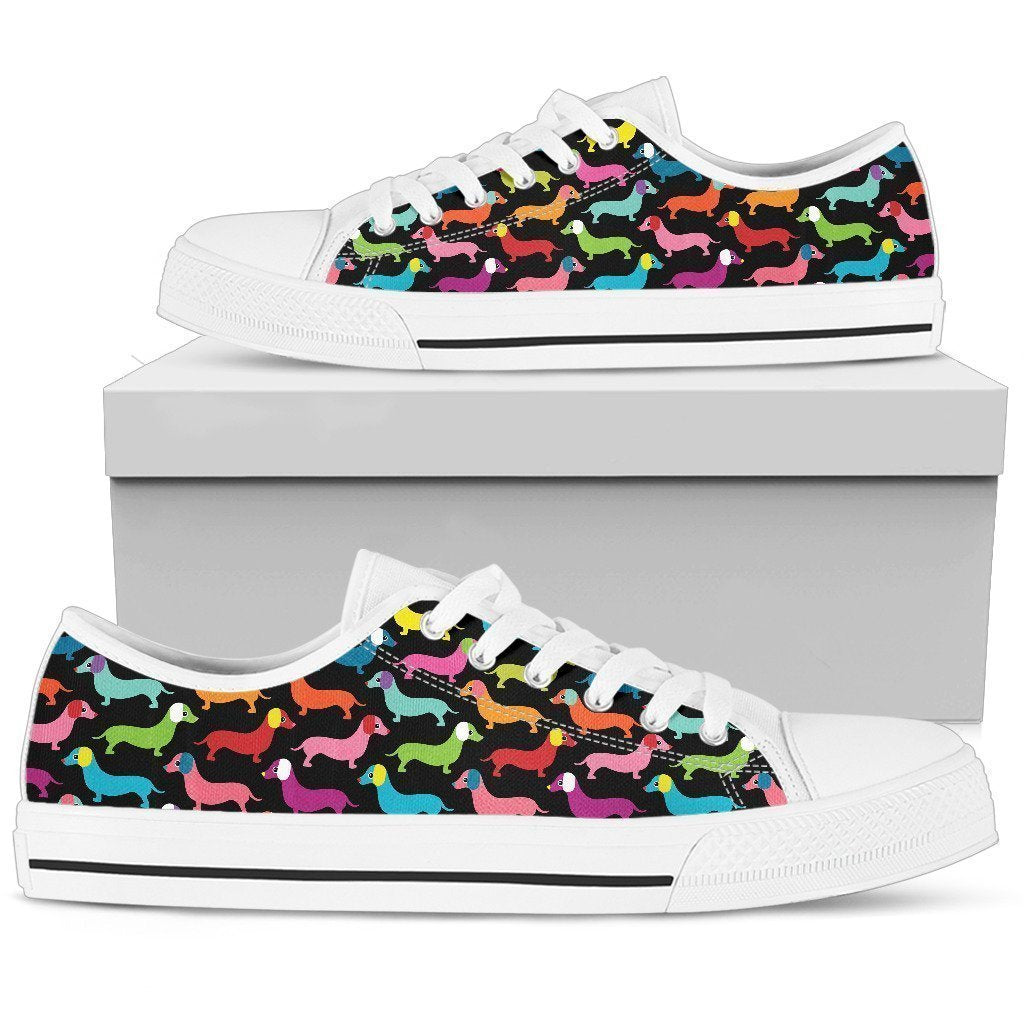 Daschund Rainbow White Low Top Sneaker-6teenth World™-Women's Low Top Shoe-US5.5 (EU36)-Vibe Cosy™