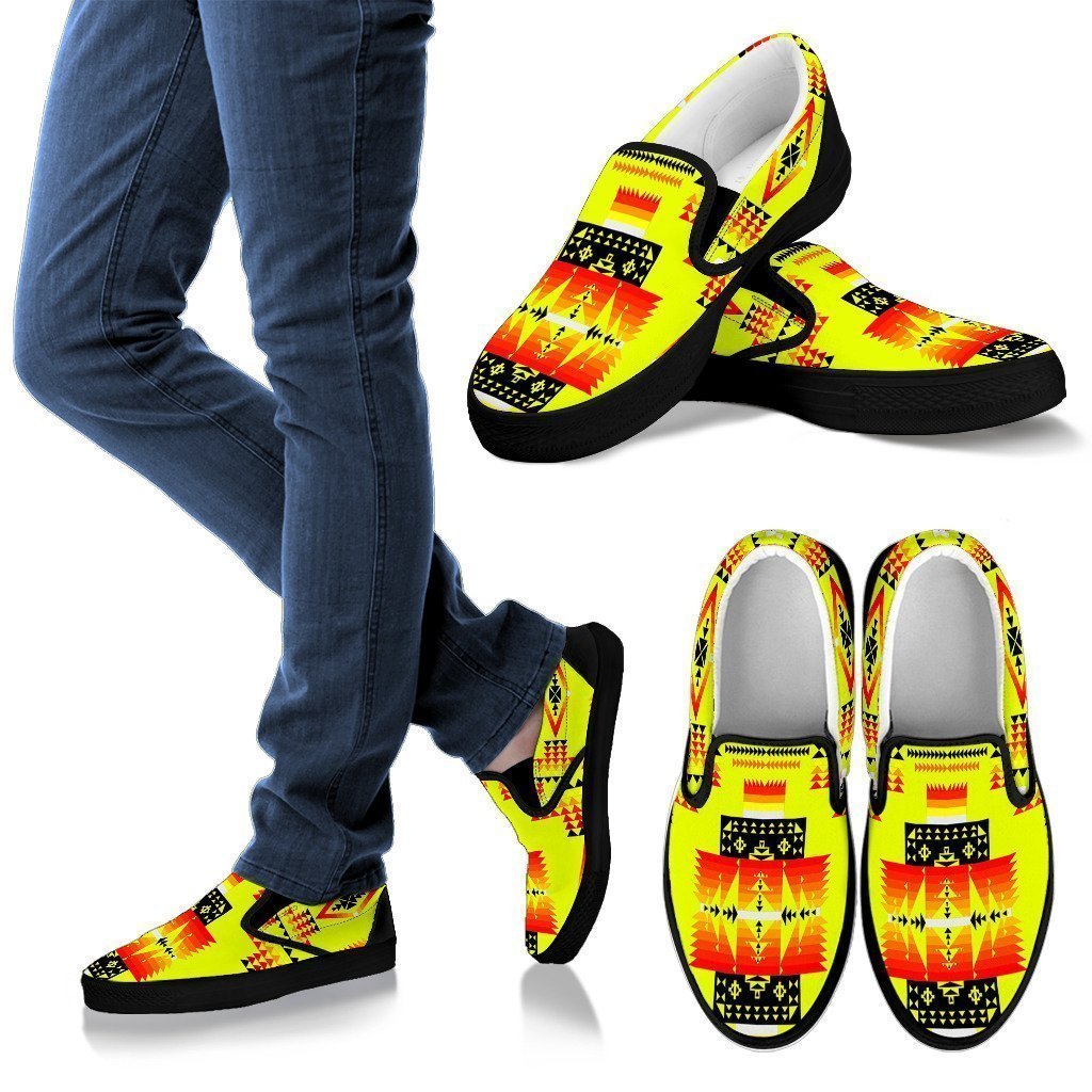 Seven Tribes Yellow Men's Slip Ons-6teenth World™-Kid's Sneakers-US8 (EU40)-Vibe Cosy™