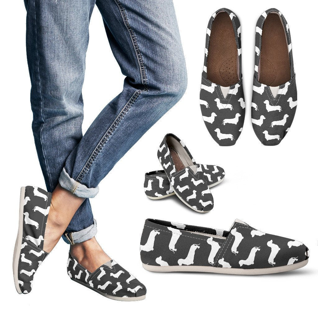 Dark Grey Dachshund Women`s Casual Shoes-6teenth World™-Women's Casual Shoes-US6 (EU36)-Vibe Cosy™