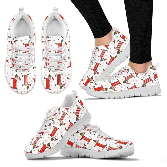 Dachshund Christmas Women's Sneakers-6teenth World™-Women's Sneakers-US5 (EU35)-Vibe Cosy™