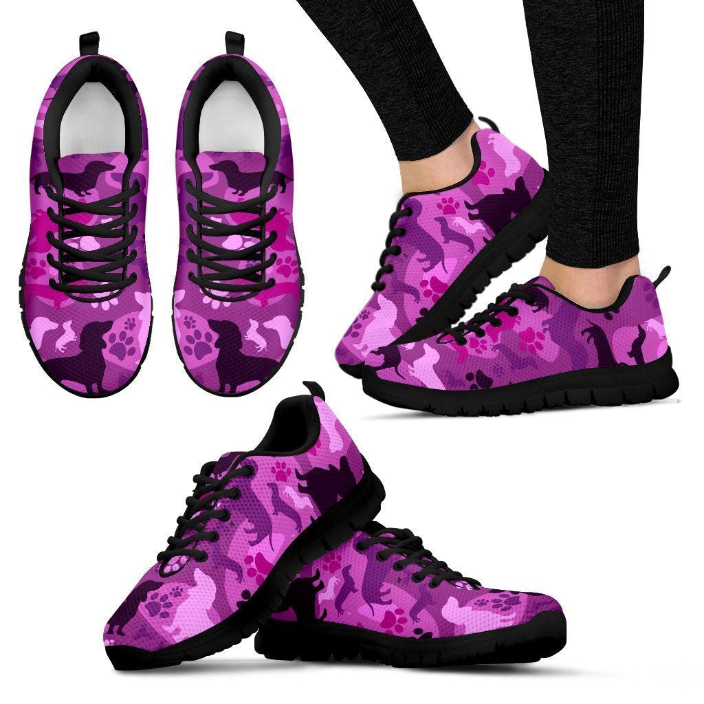 Dachshund Pink Camo Women's Sneakers for Lovers of Dachshunds-6teenth World™-Women's Sneakers-US5 (EU35)-Vibe Cosy™