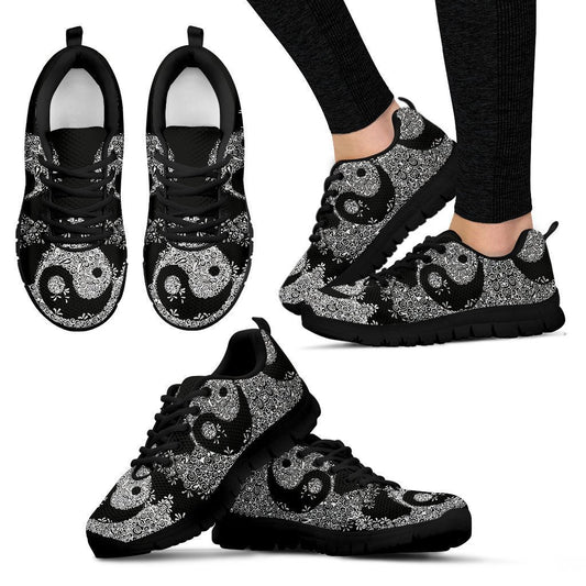 Yin Yang Black Women's Sneakers-6teenth World™-Women's Sneakers-US5 (EU35)-Vibe Cosy™