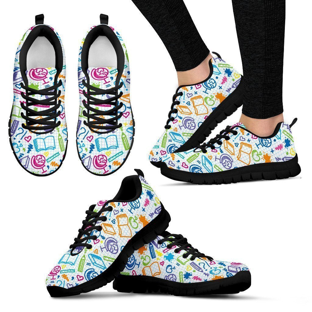 School Pattern-Shoes-6teenth Outlet-Women's Sneakers - Black - School Pattern-US5 (EU35)-Vibe Cosy™