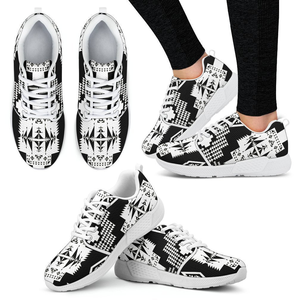Seven Tribes Black with White Sopo Women's Athletic Sneakers White Sole-6teenth World™-Women's Athletic Sneakers-US5 (EU35)-Vibe Cosy™