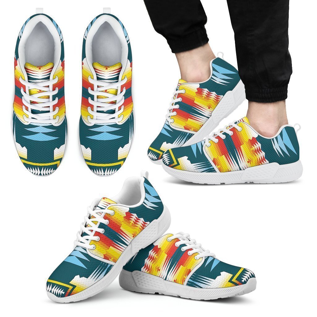 Sage Fire and Turquoise on White Sopo Men's Athletic Sneakers White Sole-6teenth World™-Men's Athletic Sneakers-US5 (EU38)-Vibe Cosy™