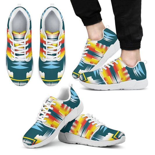 Sage Fire and Turquoise on White Sopo Men's Athletic Sneakers White Sole-6teenth World™-Men's Athletic Sneakers-US5 (EU38)-Vibe Cosy™