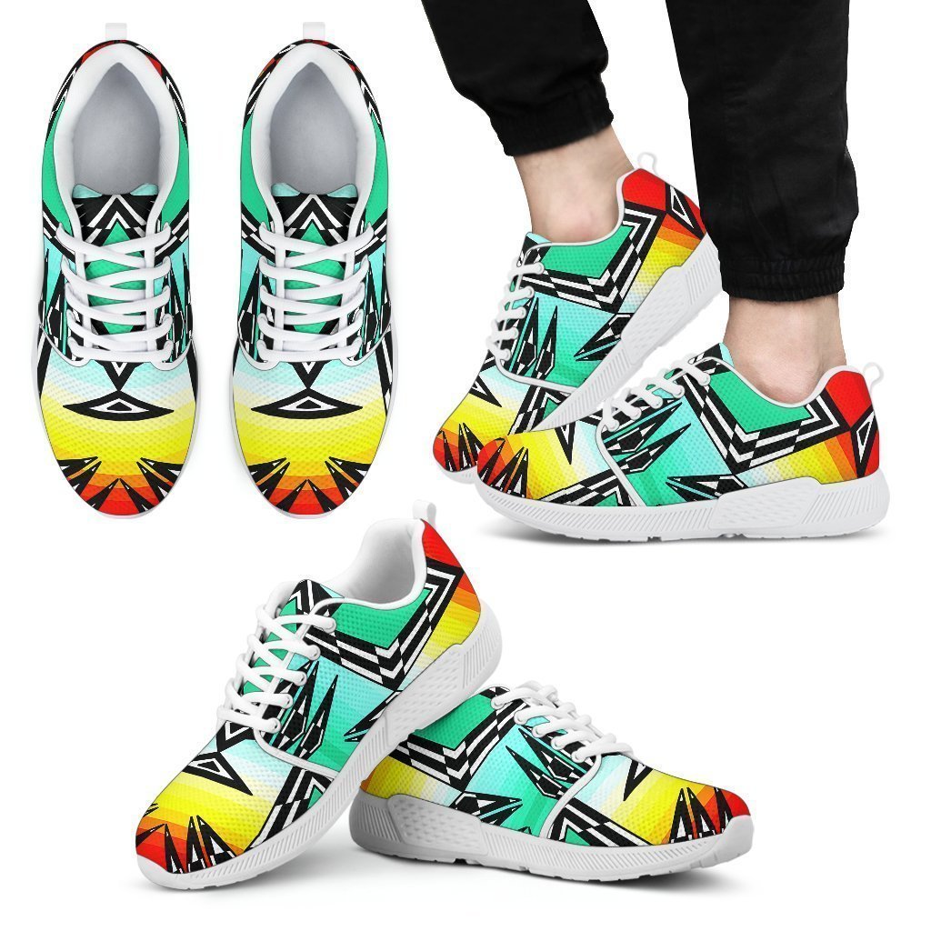 fire and turquoise gradient II Sopo Men's Athletic Sneakers White Sole-6teenth World™-Men's Athletic Sneakers-US5 (EU38)-Vibe Cosy™