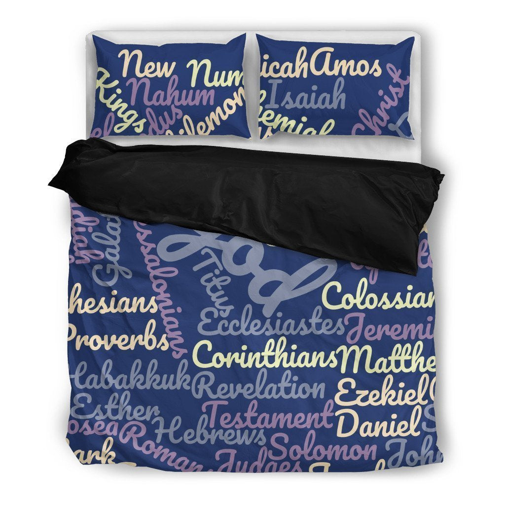 Blue Holy Bible Books Black Bedding Set-6teenth World™-Bedding Set-Twin-Vibe Cosy™