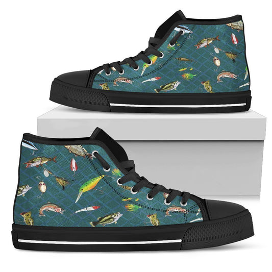 Swimming fish Men's High Tops-6teenth World™-Men's High Top Shoe-US5 (EU38)-Vibe Cosy™