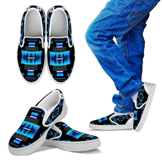 Seven Tribes Black and Blue Kid's Slip Ons-6teenth World™-Kid's Slip Ons-11 CHILD (EU28)-Vibe Cosy™