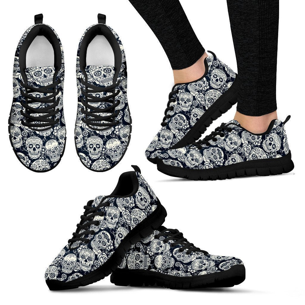 Skulls Black Women's Sneakers-6teenth World™-Women's Sneakers-US5 (EU35)-Vibe Cosy™
