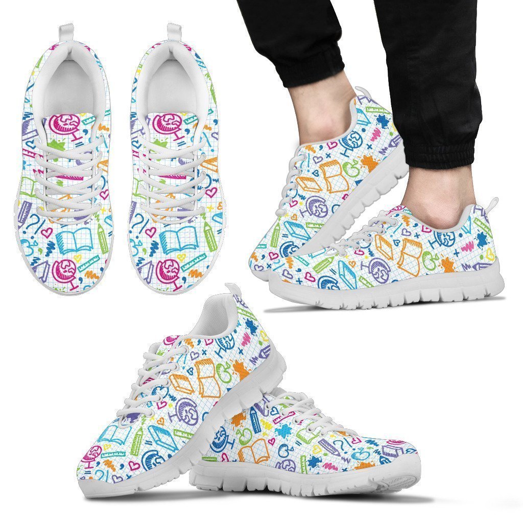 School Pattern-Shoes-6teenth Outlet-Men's Sneakers - White - School Pattern-US5 (EU38)-Vibe Cosy™