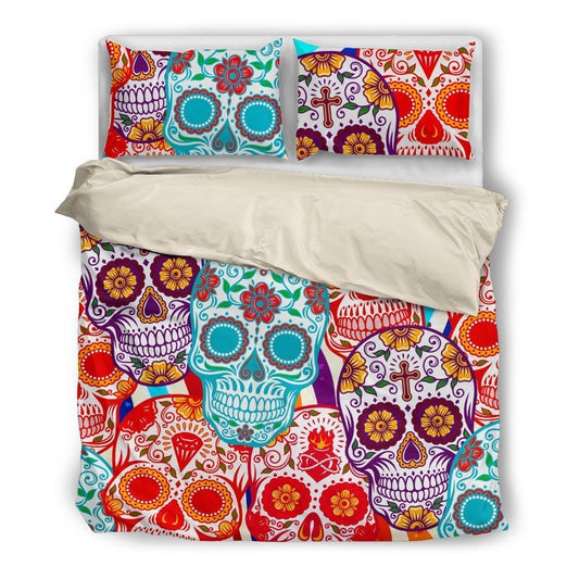 Sugar Skulls-6teenth World™-Bedding Set-Queen/Full-Vibe Cosy™