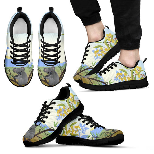 Australia shoes- Koala with mimosa flower sneakers NN8-SNEAKERS-HP Arts-Men's Sneakers - Black - Australia shoes- Koala with mimosa flower men's sneakers black NN8-US5 (EU38)-Vibe Cosy™