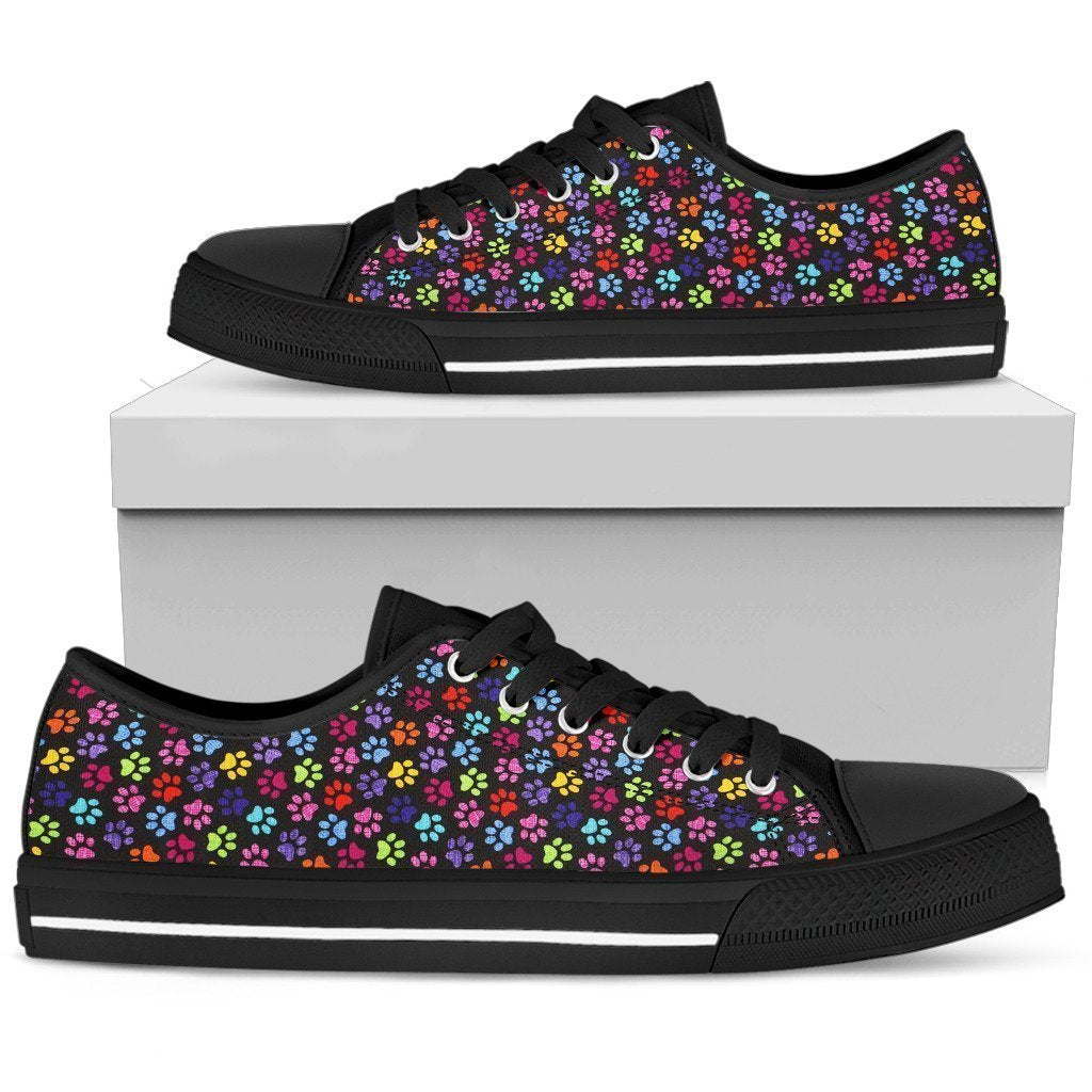 Painted Paws Black Low Top Sneaker-6teenth World™-Women's Low Top Shoe-US5.5 (EU36)-Vibe Cosy™
