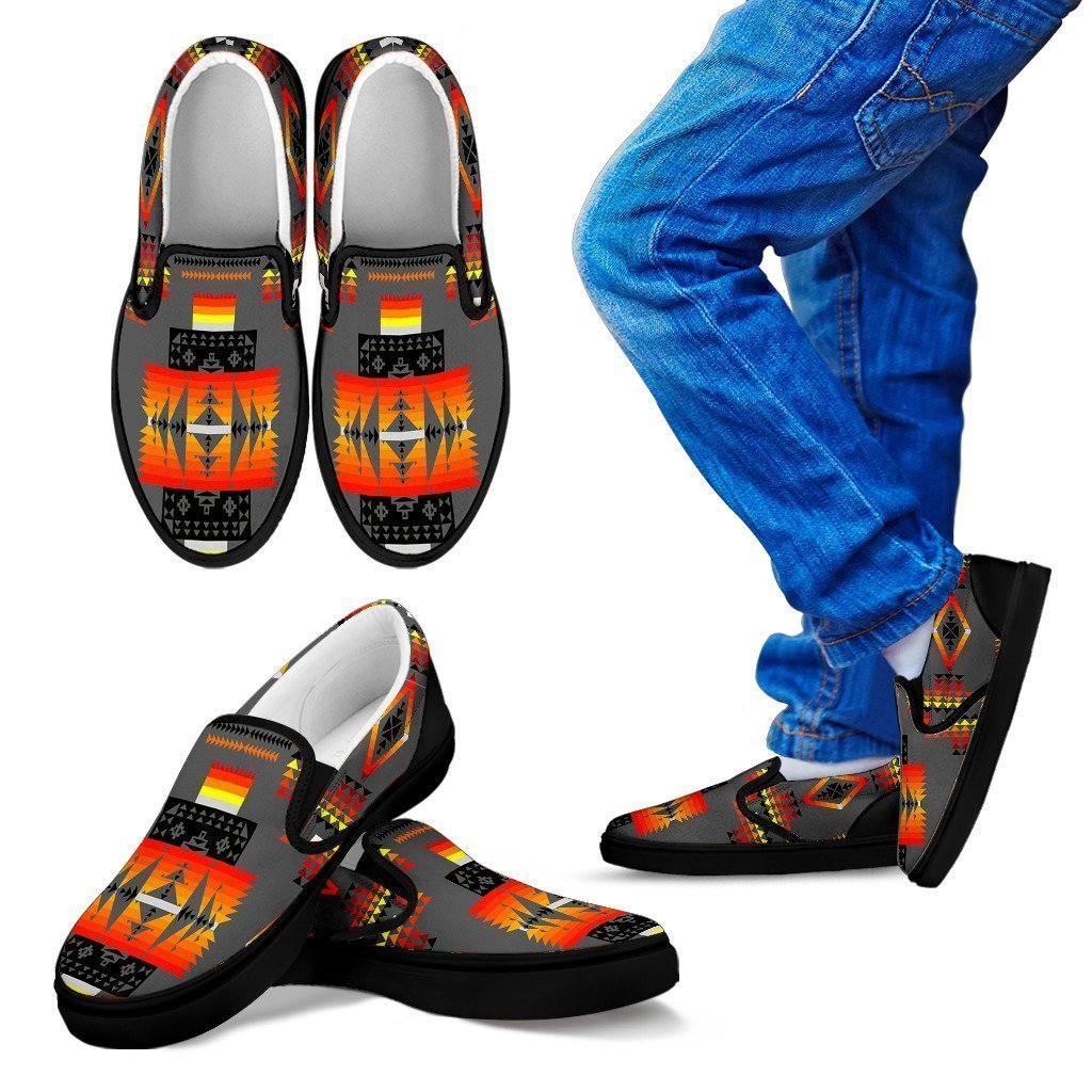 Seven Tribes Gray Sopo Kid's Slip Ons-6teenth World™-Kid's Slip Ons-11 CHILD (EU28)-Vibe Cosy™