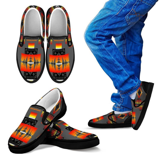 Seven Tribes Gray Sopo Kid's Slip Ons-6teenth World™-Kid's Slip Ons-11 CHILD (EU28)-Vibe Cosy™