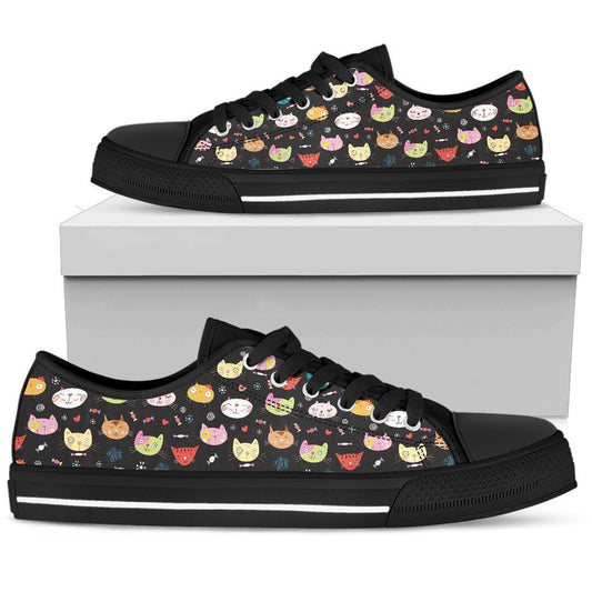 Multi-color Cats Women's Low Top Shoe-6teenth World™-Women's Low Top Shoe-US5.5 (EU36)-Vibe Cosy™