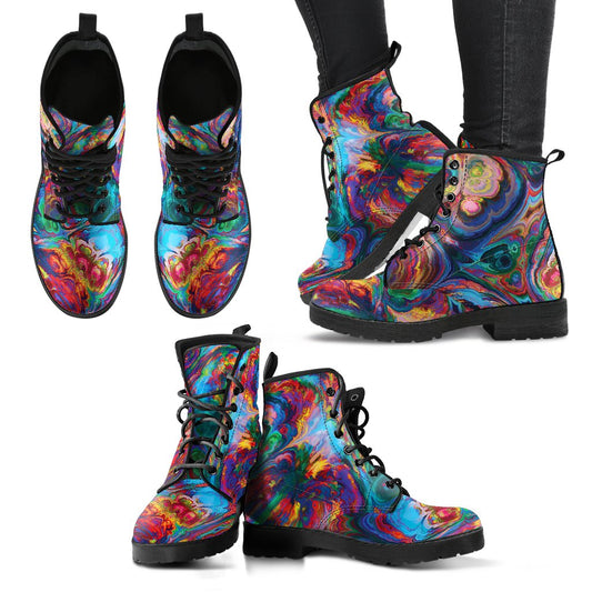 Abstract Oil Paintings P1 - Leather Boots for Women-Amaze Style™-Women's Leather Boots - Abstract Oil Paintings P1 - Leather Boots for Women-US5 (EU35)-Vibe Cosy™