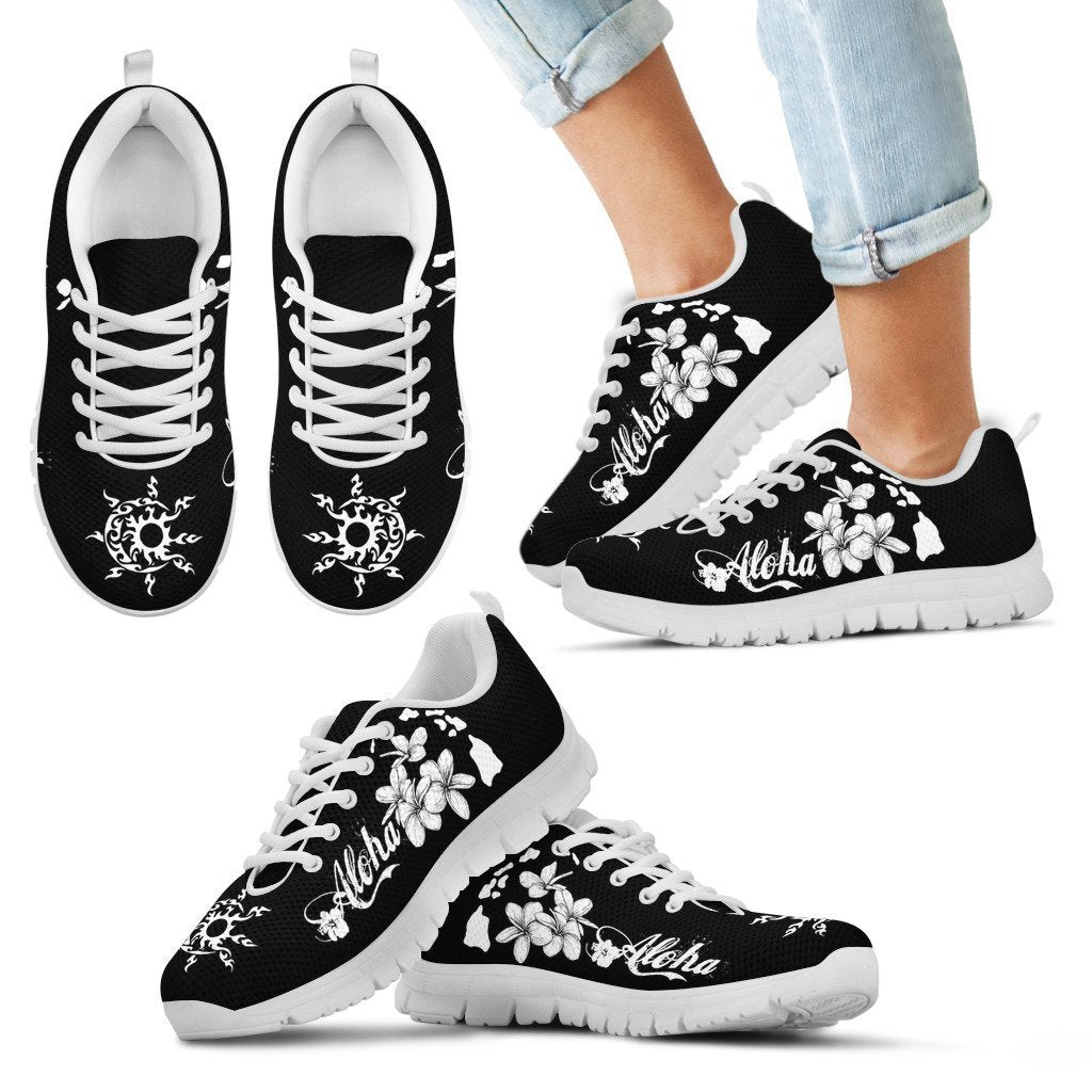 Aloha Map And Hibiscus Sneakers - AH-SNEAKERS-Alohawaii-Kid's Sneakers-11 CHILD (EU28)-White-Vibe Cosy™