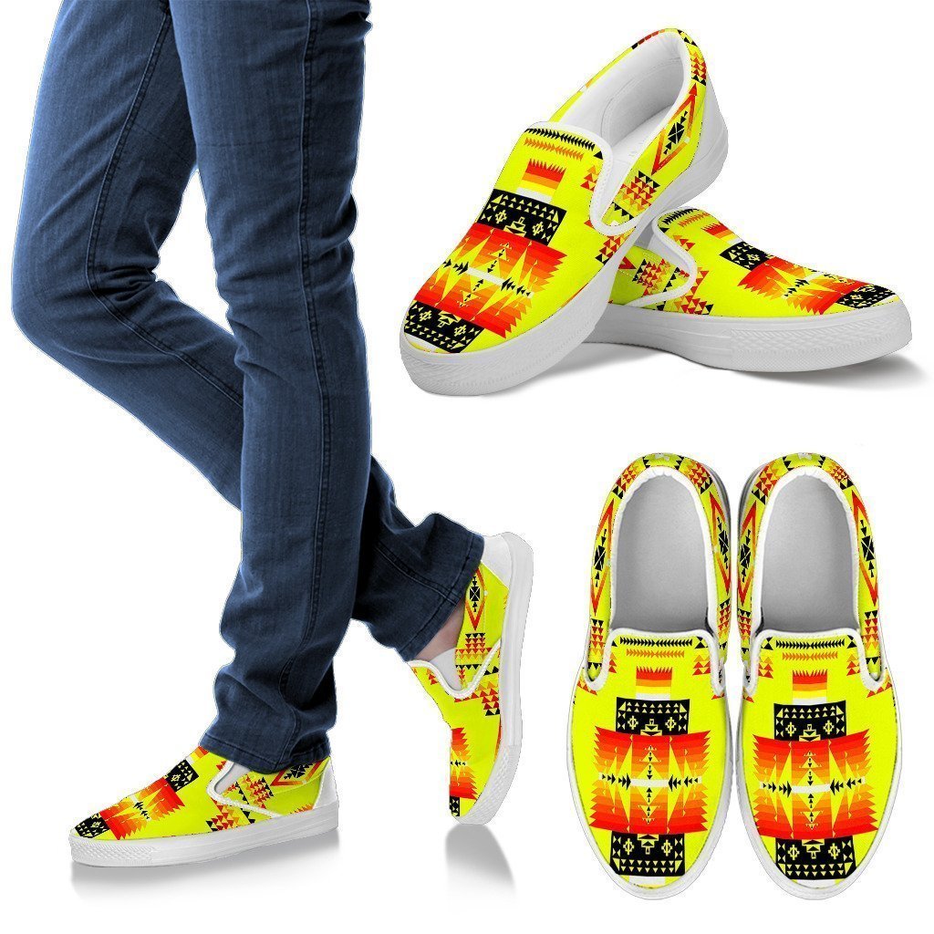 Seven Tribes Yellow Men's Slip Ons-6teenth World™-Kid's Sneakers-US8 (EU40)-Vibe Cosy™