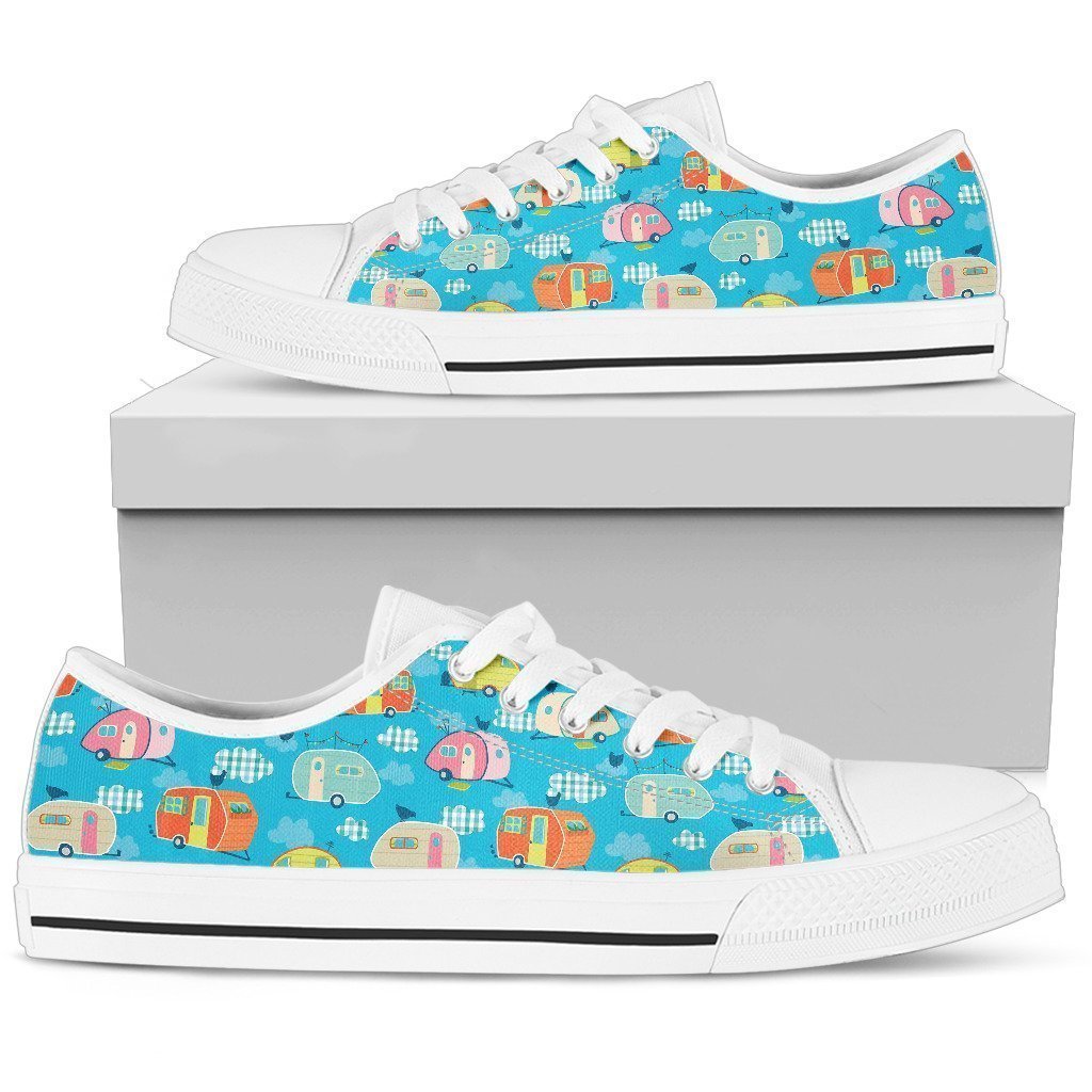 Womens Low Top - White - Cute Camper-6teenth World™-Women's Low Top Shoe-US5.5 (EU36)-Vibe Cosy™