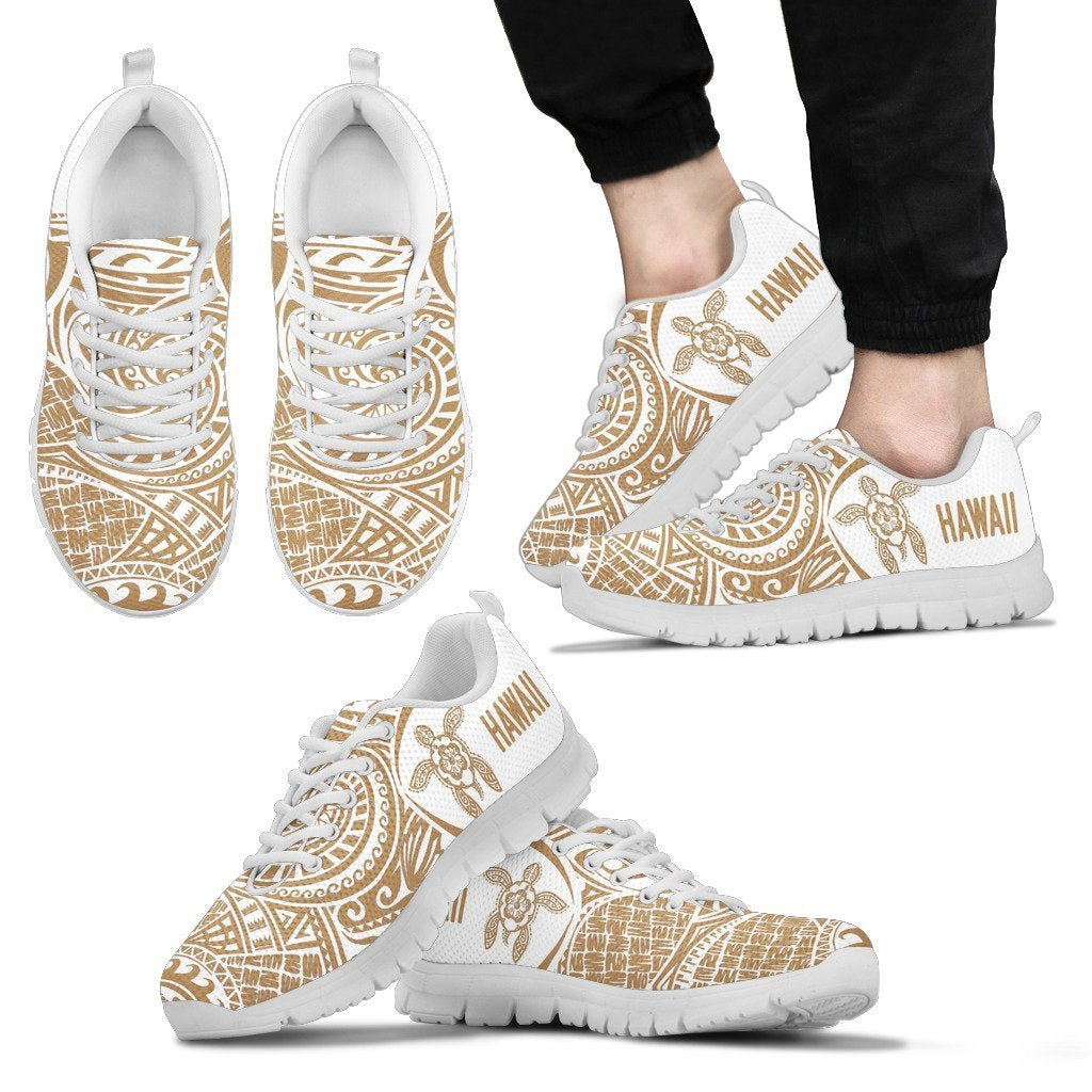 Hawaii Turtle Polynesian Sneakers - Circle Style - Golden 02 - AH J9-SNEAKERS-Alohawaii-Men's Sneakers - White - 2-US5 (EU38)-Black-Vibe Cosy™
