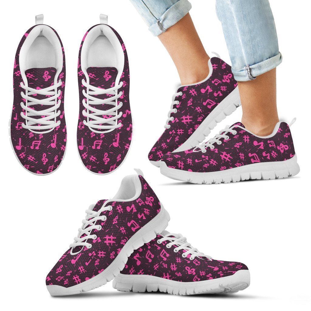 Pink Music Notes Kid's Sneakers-6teenth World™-Kid's Sneakers-11 CHILD (EU28)-Vibe Cosy™