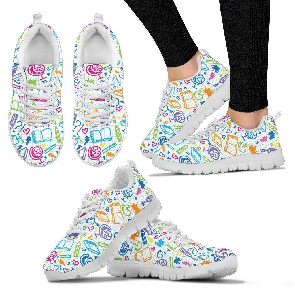 School Pattern-Shoes-6teenth Outlet-Women's Sneakers - White - School Pattern-US5 (EU35)-Vibe Cosy™