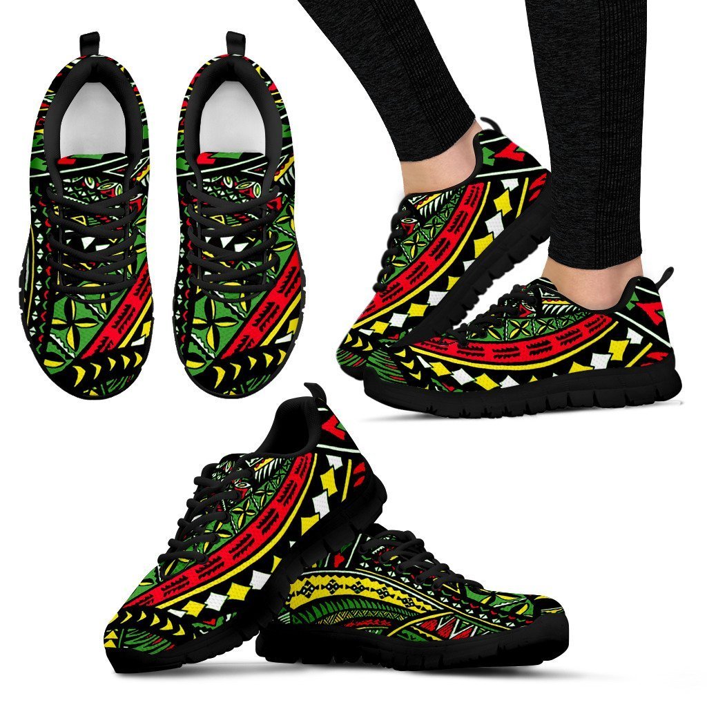Hawaii Poly Tribal Sneakers - AH-SNEAKERS-Alohawaii-Women's Sneakers-US5 (EU35)-Black-Vibe Cosy™