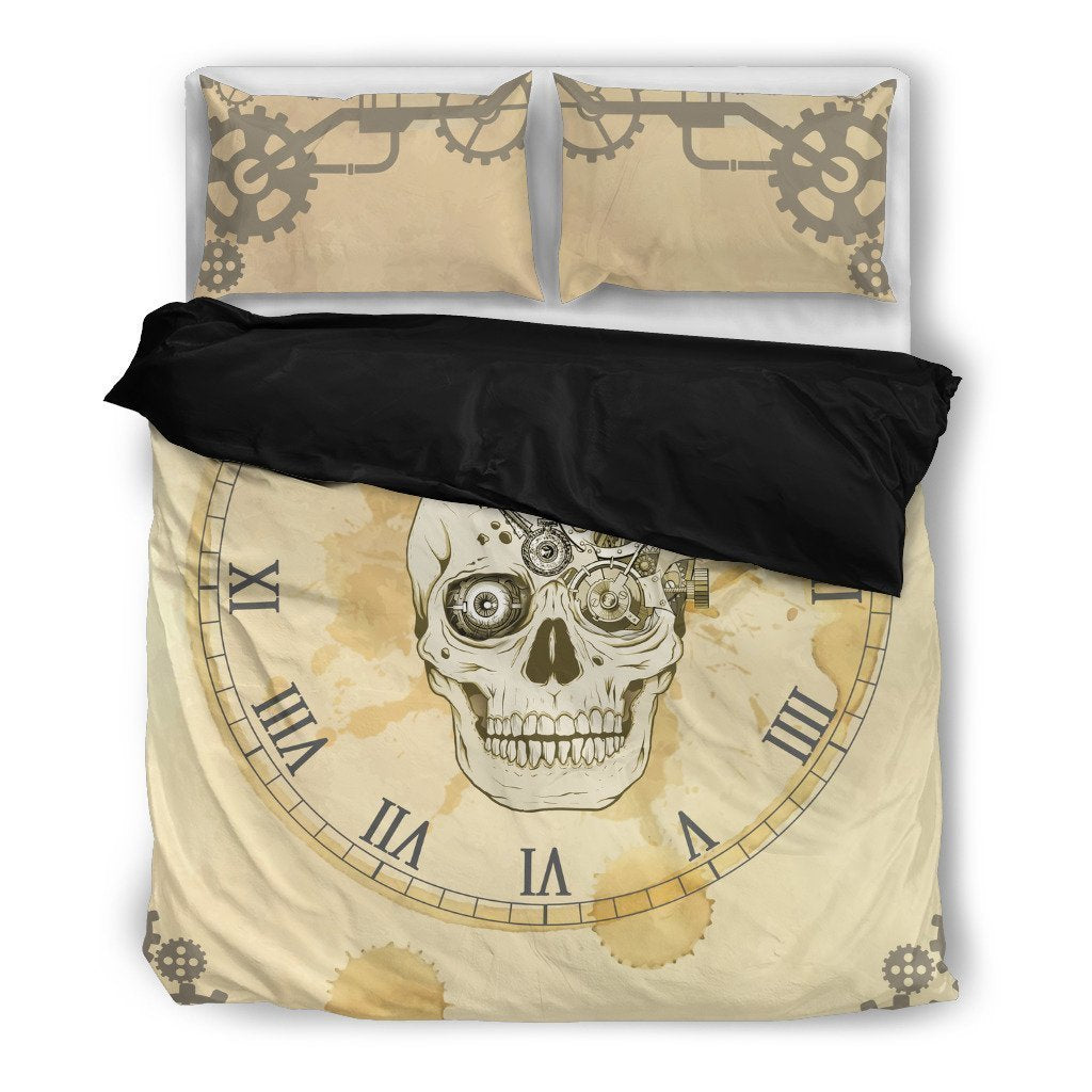 Skull Clock-6teenth World™-Bedding Set-Twin-Vibe Cosy™
