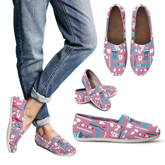 Pink Dental Instrument Pattern Women's Casual Shoes-6teenth World™-Women's Casual Shoes-US6 (EU36)-Vibe Cosy™
